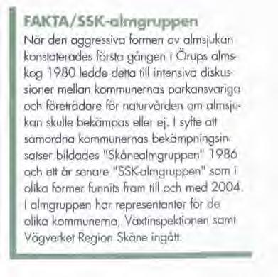 Av Ingvar Svensson och Ingrid Åkesson Fram till och med år 1999 utfördes heltäckande bekämpning av almsjukan i de flesta av de Sydvästskånska kommunerna.
