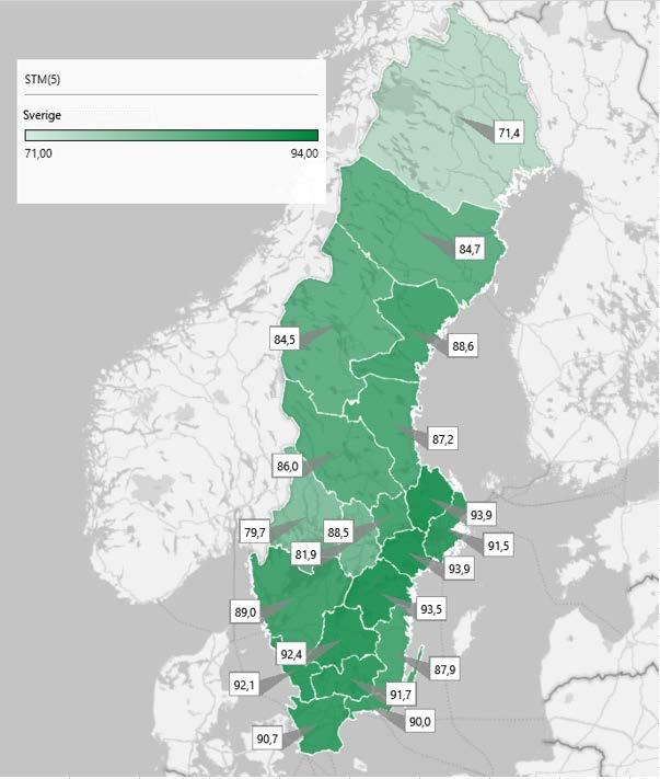 Procent 100 80 60 40 20 0 Jan Feb Mar Apr Maj Jun Jul Aug Sep Okt Nov Dec Enligt tidtabell 1 5 min efter tidtabell >5 min efter tidtabell Akuta förändringar av tågplan Figur 2.