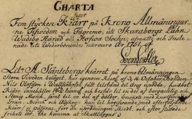 Släntebergskärret, på kronoallmäningen Stora Tiveden beläget, har genom resolution av den 16 oktober 1750, bonden Nils Olofsson i Wallsjöbolet fått tillstånd att till äng uppodla, vilket kärr