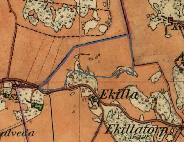 Arkiv och historiskt kartmaterial Den kartbild som möter oss på Häradskartan (utan årtal, upprättad någon gång 1859- ungefär 1900) motsvarar i mycket stor utsträckning den från de äldre kartorna (fig