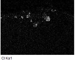 Oxid 480 µm Metall Figur 27. SEM-bilder på stålprov (16Mo3) efter exponering med referenssand (Baskarp 35) (GSRef) som visar områden med (till vänster) och utan (till höger) tjock oxid/ytbeläggning.