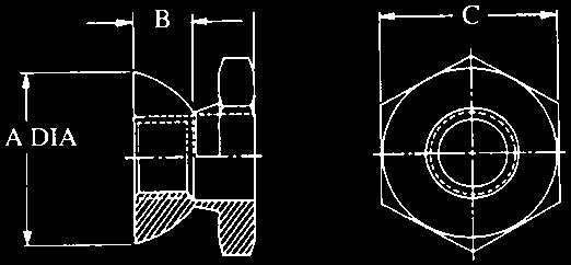 KNÄCKMUTTER A2 Mutter med nyckelgrepp som lossnar då rätt moment uppnåtts, rostfri d M6 M8 M10 M12 Gängstigning 1 1,25 1,5 1,75 A ~ 10 13 17 19 B ~ 6 7 9