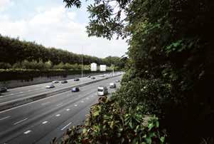 GRÖN BRO ÖVER HÅRT TRAFIKERAD MOTORVÄG Ringleden kring nederländska Utrecht förenar tre tungt belastade motorvägar.