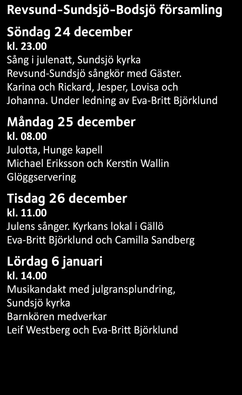 församling Söndag 24 december kl. 23.