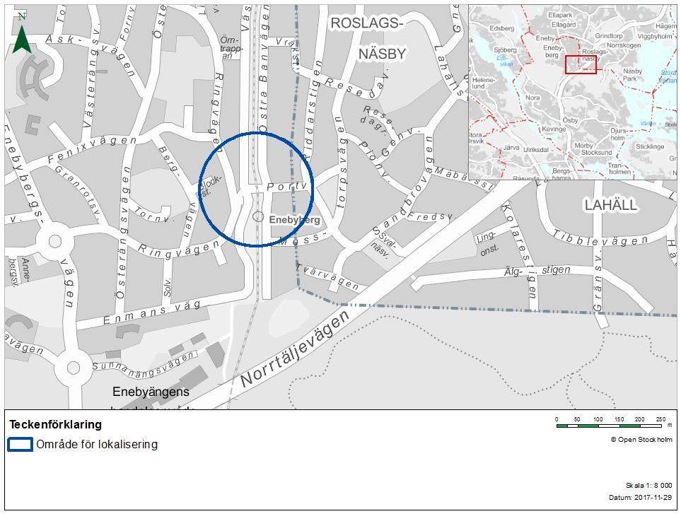 5(19) Figur 1. Orienteringskarta över Roslagsbanan- Portvägen i Enebyberg, Danderyds kommun.