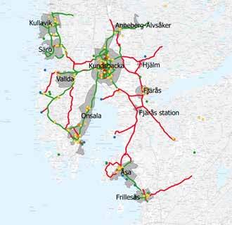 Tabell 12 Saknade länkar som ingår i mållbilden för huvudnätet (Kungsbacka kommun, 2017) Saknade länkar Längd (m) Barn/m km/h Väghållare 1 Delvis Gottskärsvägen Dragsvägen 1000 0,25 30