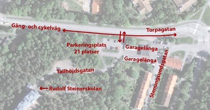 TRAFIKUTREDNING ÖSTRA KÅLLTORP 11/14 3 Korsningen Torpagatan-Tallhöjdsgatan/ny lokalgata För området vid korsningen Torpagatan-Tallhöjdsgatan/ny lokalgata till detaljplanens föreslagna bostäder har