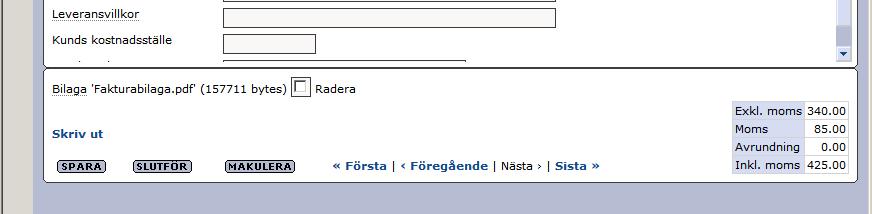 Senast Uppdaterad: 11-03-28 Exder Sigtuna Svefaktura Sida 17 av 21 Om ni använt Spara för att spara fakturan utan att slutföra den, kan ni genom att bocka i Radera