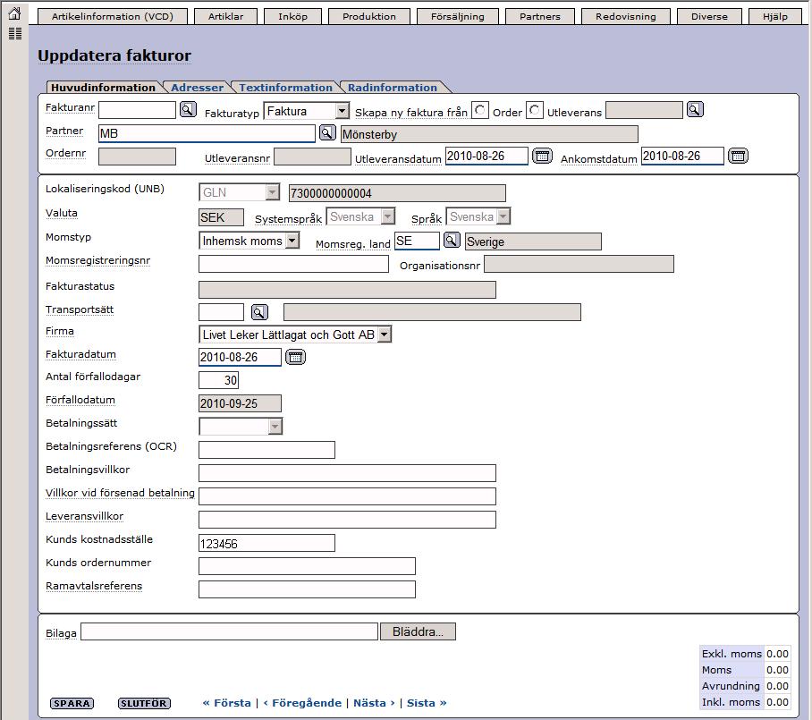 Senast Uppdaterad: 11-03-28 Exder Sigtuna Svefaktura Sida 9 av 21 En del information hämtas nu automatiskt och ni kan fylla i övrig önskad information.