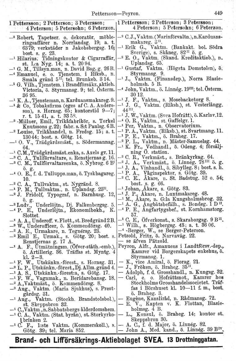 Pettersson-Peyron. 44~ 1 Pettersson; 2 Petterson; 3 Petersson; 1 Pettersson; 2 Petterson; 3 Petersson; 4 Peterson; 5 Petersohn; 6 Peterzon. 4 Peterson; 5 Petersohn; 6 Peterzon. _2 Robert, Tapetser. o.