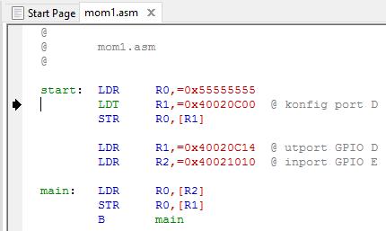 Utskriften "Error: bad instruction 'ldt R1,=0x40020C00'" berättar vad vi redan misstänkte, dvs. att instruktionens namn är felstavat.