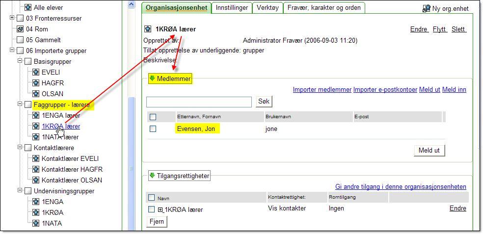 Ämneslärare Här visas hur det är skapat egna grupper för varje ämneslärare: