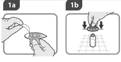 Steg 1 1a 1b Dra av förseglingen från adaptern. Tag ej bort locket.