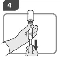 Steg 4 4 Vänd injektionsflaskan försiktigt upp och ner. Dra långsamt upp korrekt volym av lösningen.