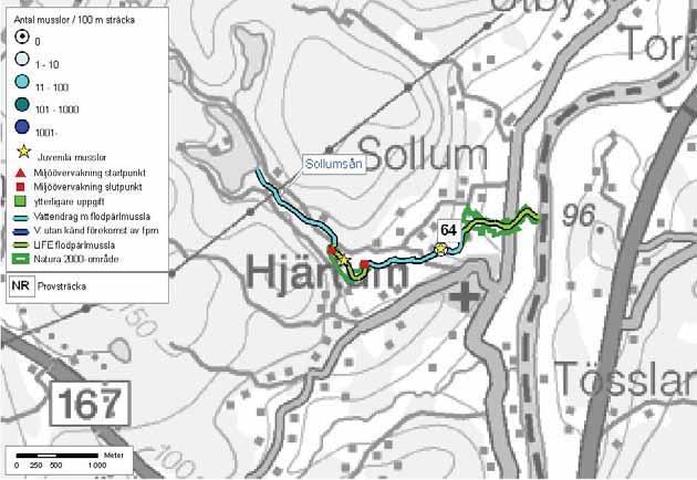 108: Göta Älv Sollumsån Sollumsån Lilla Edets kommun Delavrinningsområde: Sollumsån Aroid: 645775-128025 Karta över Sollumsån. Flodpärlmusslor konstaterades 2005.
