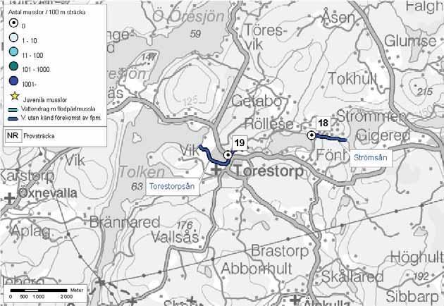 105: Viskan Torestorpsån Torestorpsån Marks kommun Delavrinningsområde: Slottsån Aroid: 636659-131199 Karta över Torestorpsån, som rinner genom Torestorp samhälle.