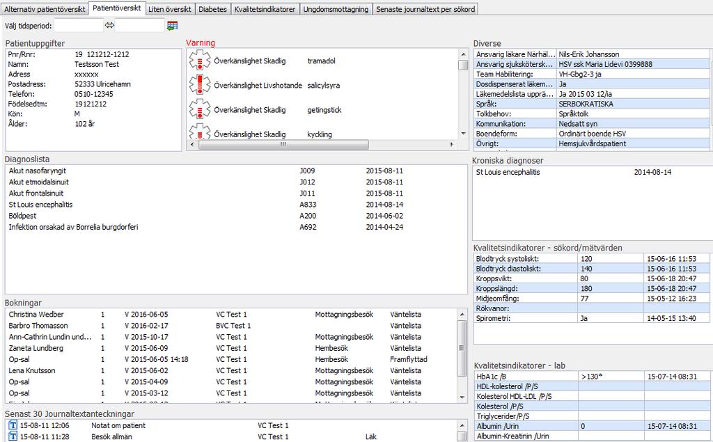 Översikt Patientöversikt Översikt Patientöversikt kommer att visa de