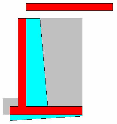 I grafiken visas det horisontella jordtryck som angriper själva muren samt aktuellt kontakttryck (vert. jordtryck) under bottenplattan.
