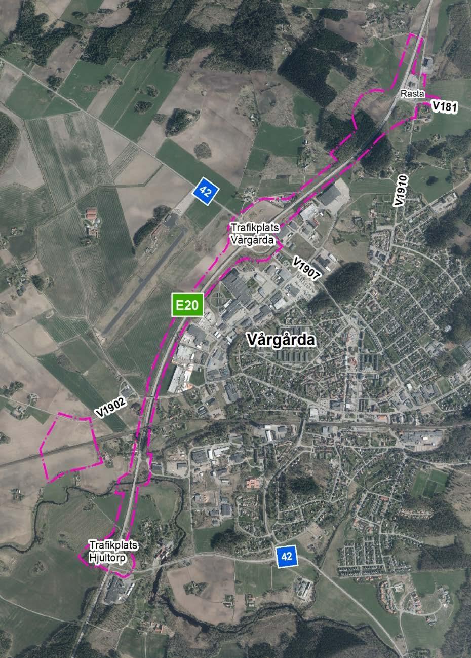 Beskrivning av projektet omfattning Cirka 4 km lång vägsträcka E20 i befintlig sträckning Mötesseparering