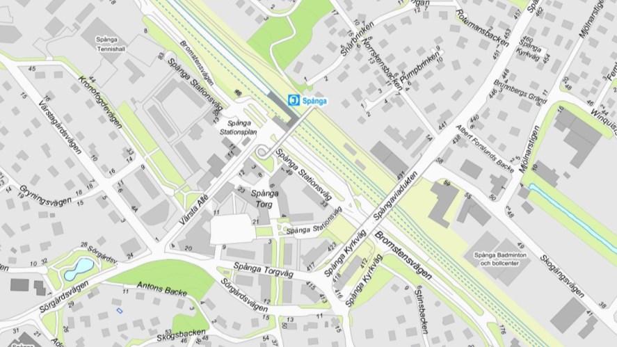 Sida 2 (13) Utlåtande Spånga centrum med omnejd. Ungefärligt planområde markerat med rött.