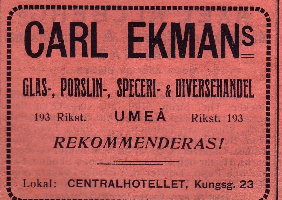 195 1906 Ekmans Glas, Porslin, Speceri &