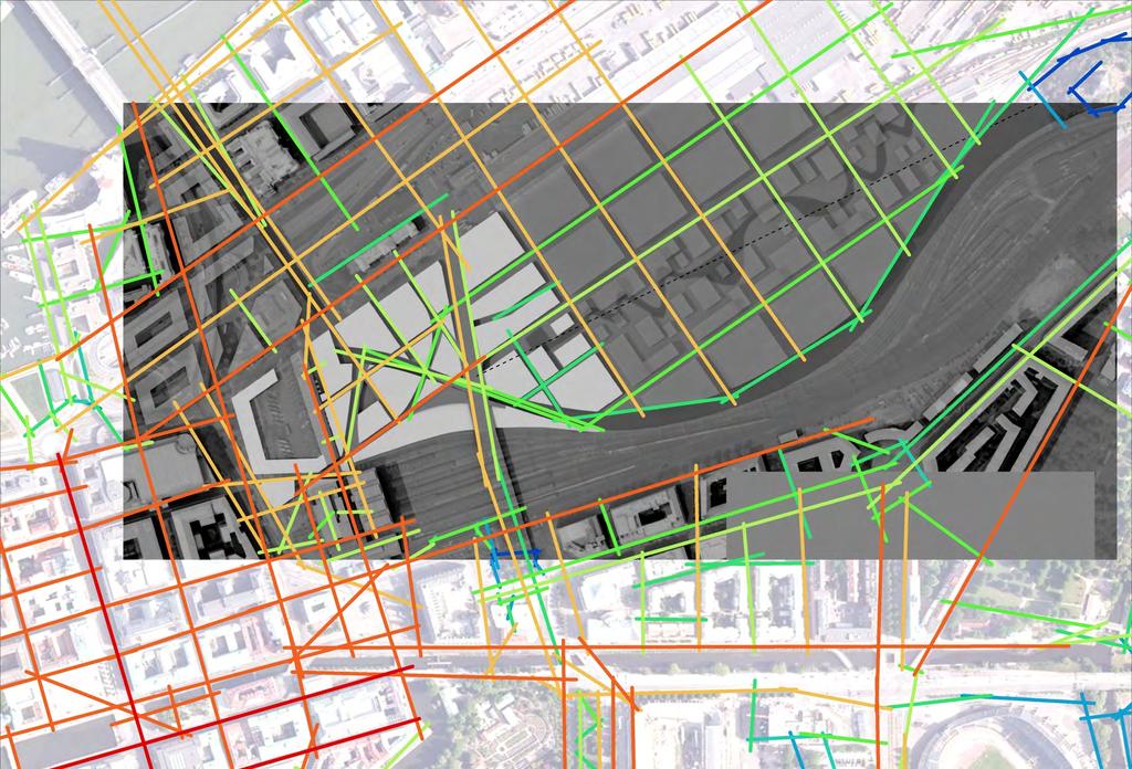 Genom en rak fortsättning av Nils Ericssongatan länkas älvstranden effektivt till centrala Göteborg Förlängningen av Nya Göta älvbroaxeln