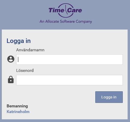 1 TIME CARE POOL WEBB 1.1 INLOGGNING För att logga in behöver du ett användarnamn och ett lösenord. Ca två veckor efter att du blivit inskriven som vikarie får du användarnamn via sms.