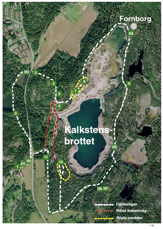 Bild 9. Bilden visar det område som är föremål för särskilda naturvårdsinsatser (se det övre gulmarkerade området).