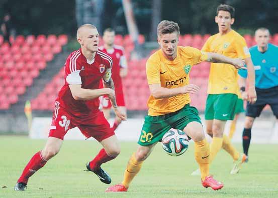 10 FUTBAL pondelok 11. 8. 2014 5. KOLO NAJVYŠŠEJ SÚŤAŽE BANSKÁ BYSTRICA ŽILINA BANSKÁ BYSTRICA: Boroš Vajda, De Vito, Banovič B. Ľupták Rejdovian, Wojnar (79. Dolný), Lipták, Šumský (75.