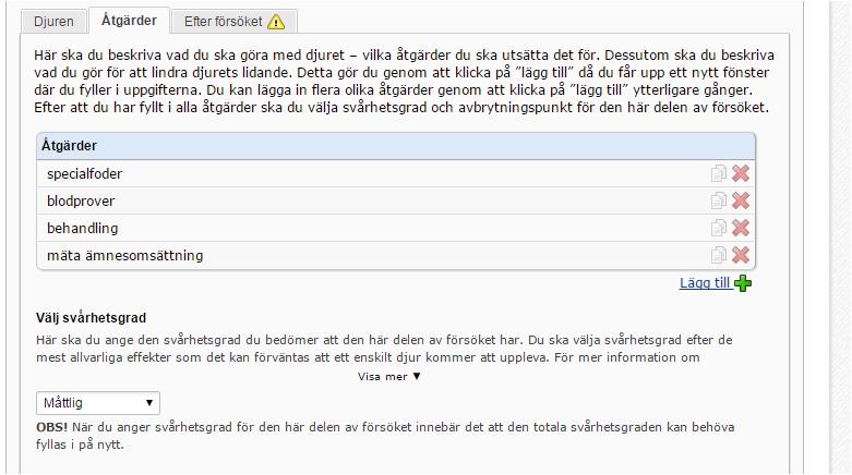 Åtgärder: det är här du beskriver