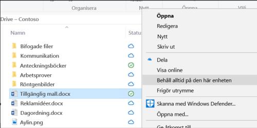 Filer på begäran Med Filer på begäran får du hjälp att komma åt alla dina filer i SharePoint via OneDrive utan att behöva ladda ned alla filer och använda lagringsutrymmet på din dator.