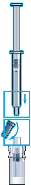 Beredning med vätskeanslutning för användning av konventionell injektionsspruta Steg 1 Ta av det gula locket från Zomacton injektionsflaska.