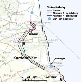 Korridor Väst Tre olika alternativ inom korridor