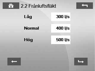 24 eco Side - Montering och skötsel 9. KONTROLLPANEL HANDHAVANDE, IGÅNGKÖRNING Flödet anges i klartext för respektive hastighet.