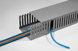 3.7 Kabelskyddssystem Kabelkanaler Styv PVC kabelkanal HelaDuct HTWD-PD DIN-storlek HelaDuct-PD kabelkanaler används för att leda och skydda kabel i paneler och skåp.