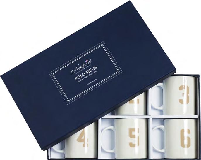 NEWPORT POLO MUGS, SET OF 6 6 st Polo-inspirerade porslinmuggar i offwhite med handtag.