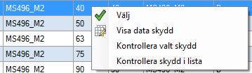 och högerklicksmeny Val och kriterier I överkant på de nya registren kan man välja vilka kriterier som skall visas i listan i nederkant.