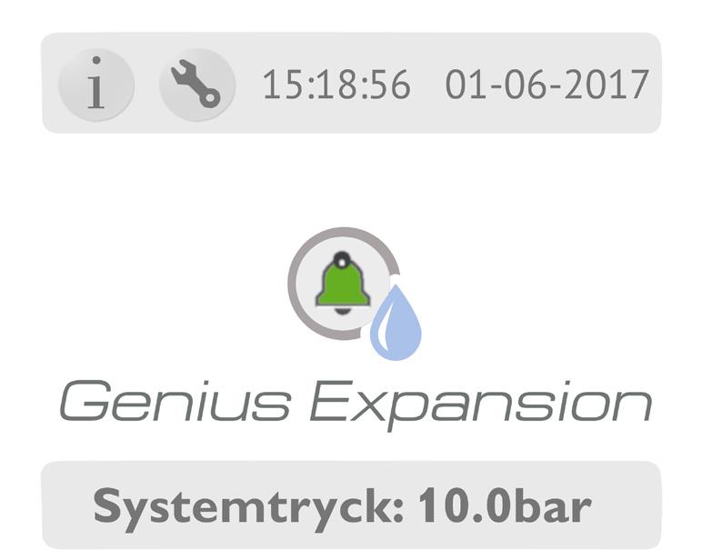 2 ANVÄNDARGRÄNSSNITT Genius Expansion GE 18 tryckhållningsregulator styrs via en pekskärm med ett grafiskt användargränssnitt.