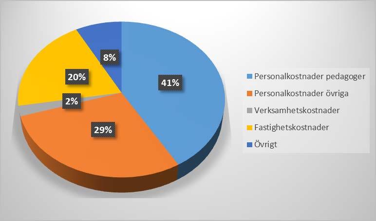 Bidrag VGR 8 766 Personalanknutna statsbidrag 850 Hyresintäkter 490 Försäljning matsal, café 850 Övrigt 4 737 38 028 Kostnader Summa (tkr)