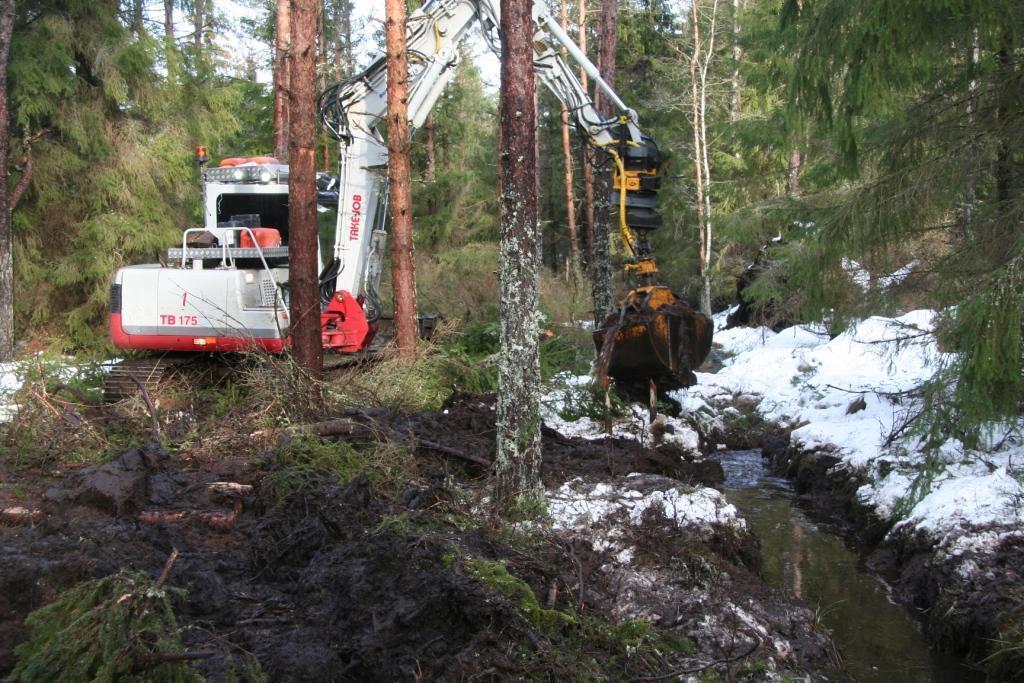 dikesrensningen: 1-5 dm slamtäcke, fortsätter att öka Höga Hg-läckage Höga N och K