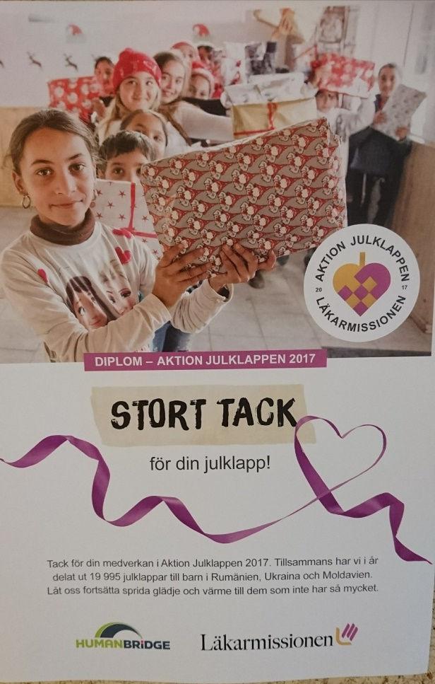 Aktion julklappen. Vi i klass 4-6 på Svågadalens skola har varit med i Aktion Julklappen.