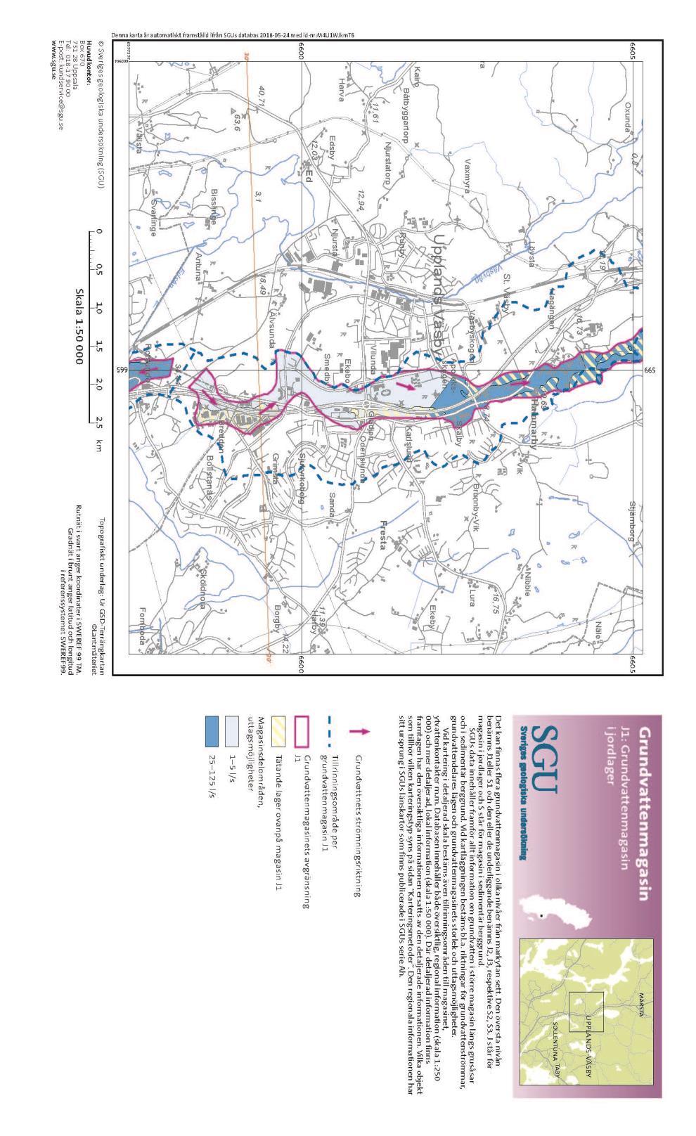 Bilaga 1 Grundvattenkarta skala 1:50 000 Grundvattenkartan ger en överblick över grundvattenmagasinet