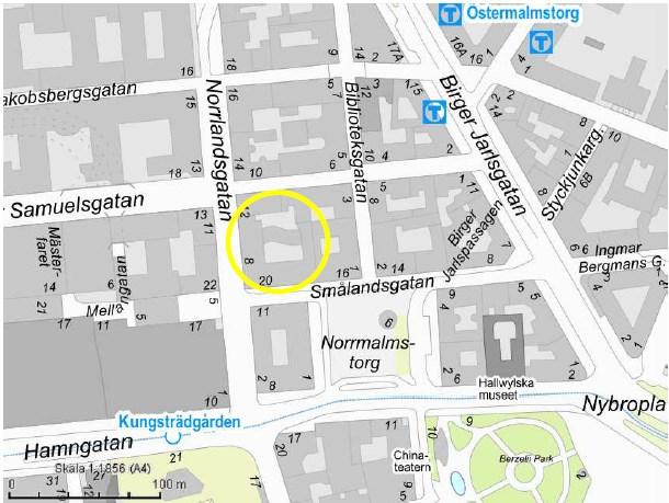 Sida 2 (6) Bakgrund Stadsbyggnadskontoret har bjudit in till samråd om förslag till detaljplan för kvarteret Skären 9, som ligger vid Norrmalmstorg i City, vid korsningen mellan Smålandsgatan och