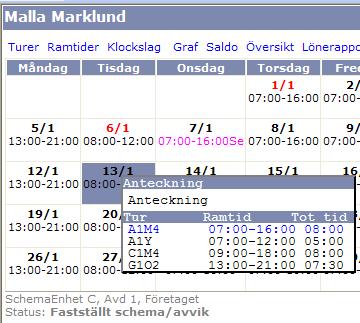 Vad kan jag rapportera på min webbsida Byten av arbetspass Direkt på denna sida kan du enkelt rapportera byte av arbetstid.