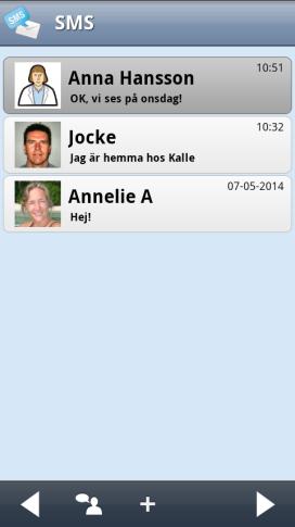 2. Använda SMS Visningen av meddelanden kan ställas in i två olika lägen: Konversation eller Mappar.