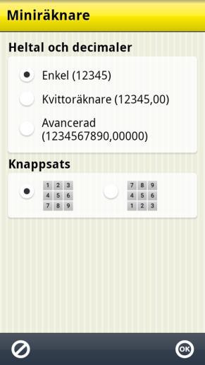 När alternativet Alltid VERSALER är valt visas stora bokstäver i tangentbordet, så länge man inte trycker på knappen. När Aktivera smileys i tangentbordet är valt kan man använda Smileys i Handi.