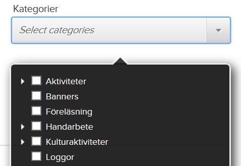 Klicka på pilen i rutan: Select categories, en svart ruta kommer upp