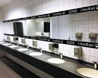 Pris: 9 000 kr Klisterdekal på toalettspegel Exklusiv företagsexponering, t ex företagslogo/produktlansering.