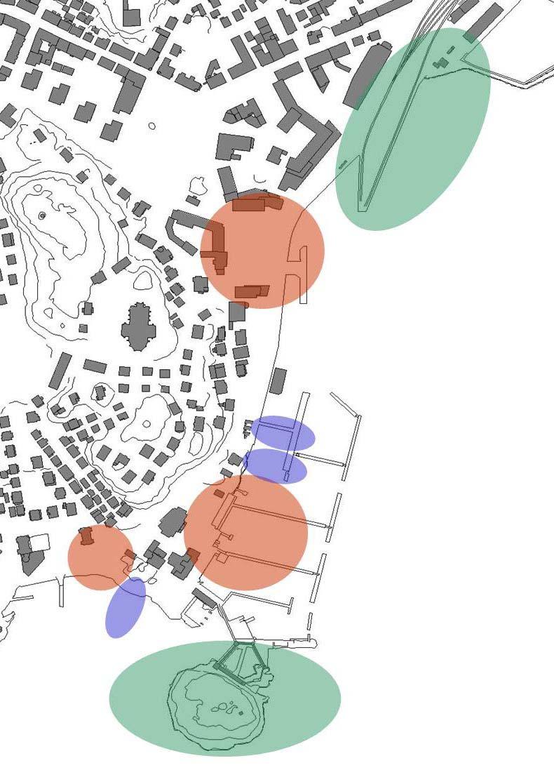 land och vatten vattenrum vatten Själva Havsbadsområdet upplevs som öppet och välkomnande. Byggnaderna framstår som solitärer men med ett gemensamt formspråk.