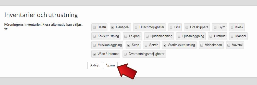 10. Inventarier och utrustning För att gå till Inventarier och utrustning-delen klickar ni på Inventarier och utrustning i navigeringen uppe till vänster, som den röda